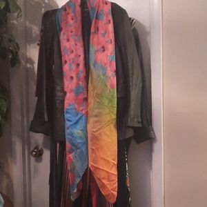 Hand Painted 100% Silk Scarf Fushcia Orchids